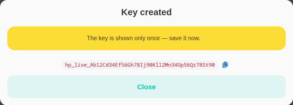 The key is shown once